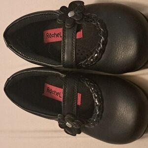 Rachel shoes toddlers black floral patent leather Mary Jane shoes size 6